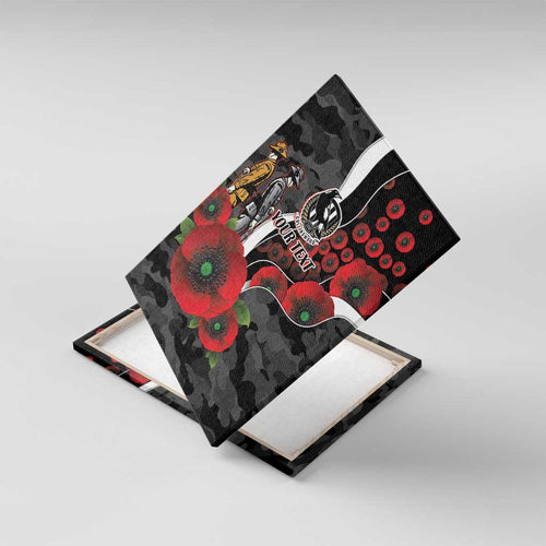 Collingwood Magpies ANZAC Personalised Canvas Wall Art Lest We Forget Poppy Camo