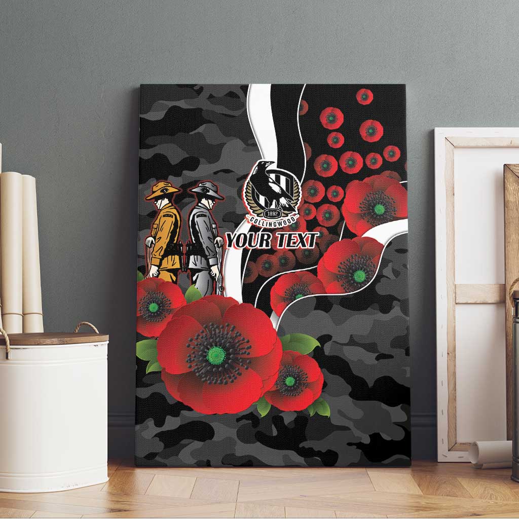Collingwood Magpies ANZAC Personalised Canvas Wall Art Lest We Forget Poppy Camo
