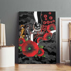 Collingwood Magpies ANZAC Personalised Canvas Wall Art Lest We Forget Poppy Camo