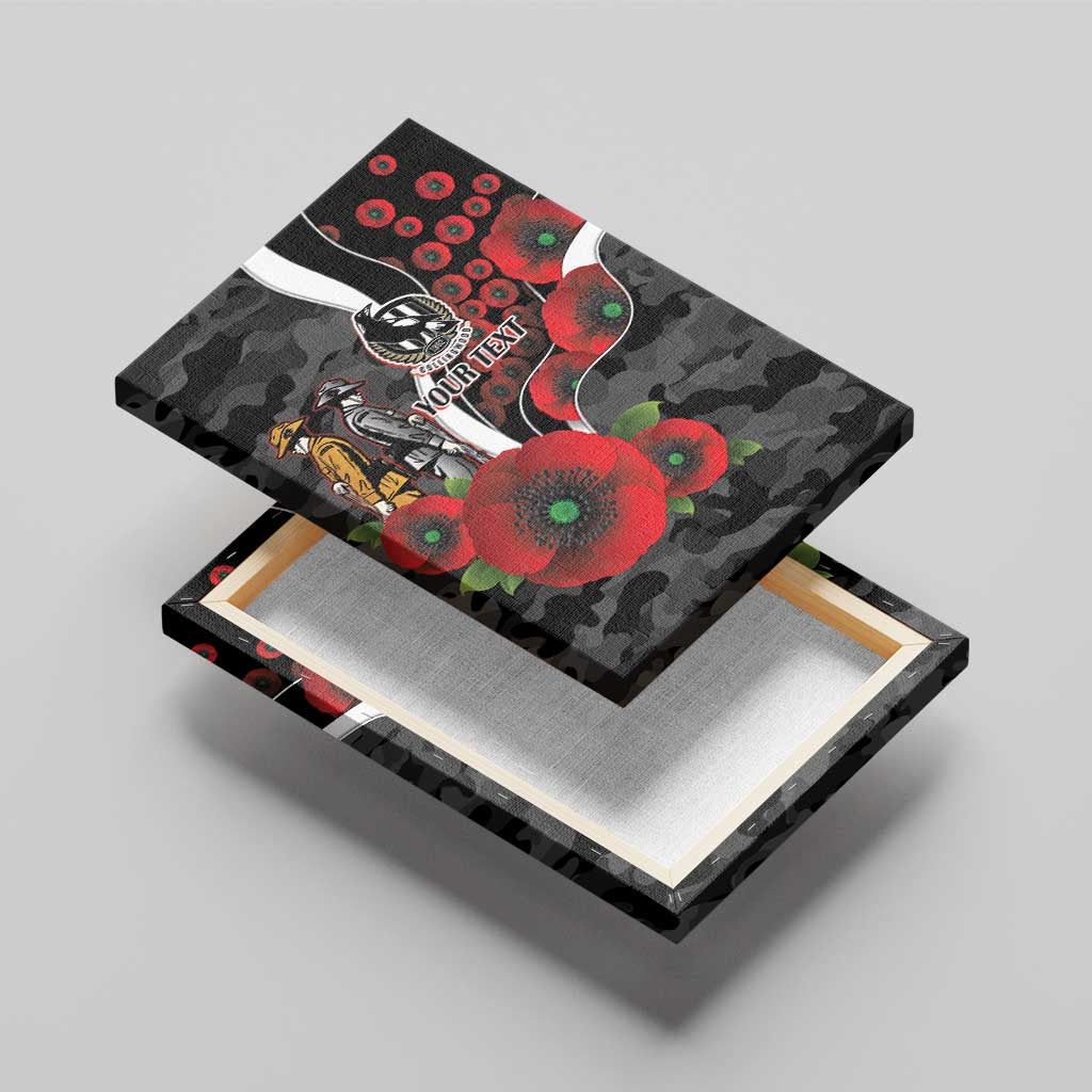 Collingwood Magpies ANZAC Personalised Canvas Wall Art Lest We Forget Poppy Camo