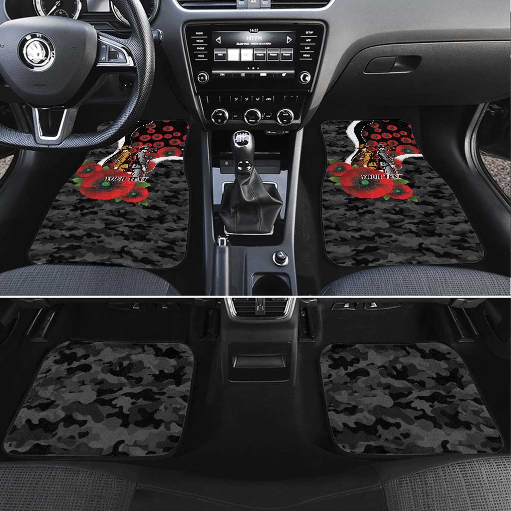 Collingwood Magpies ANZAC Personalised Car Mats Lest We Forget Poppy Camo