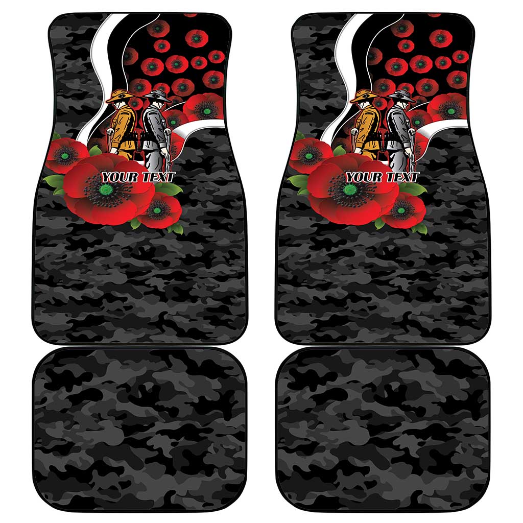 Collingwood Magpies ANZAC Personalised Car Mats Lest We Forget Poppy Camo