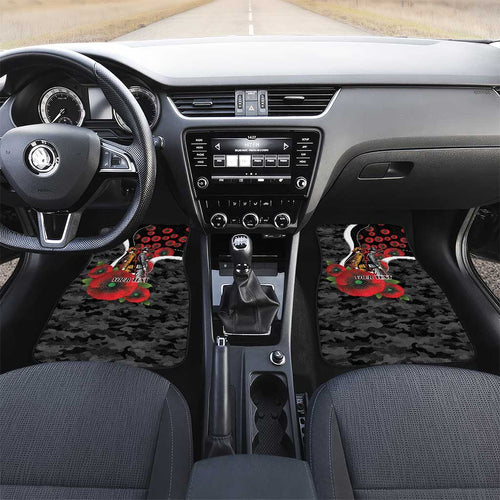 Collingwood Magpies ANZAC Personalised Car Mats Lest We Forget Poppy Camo