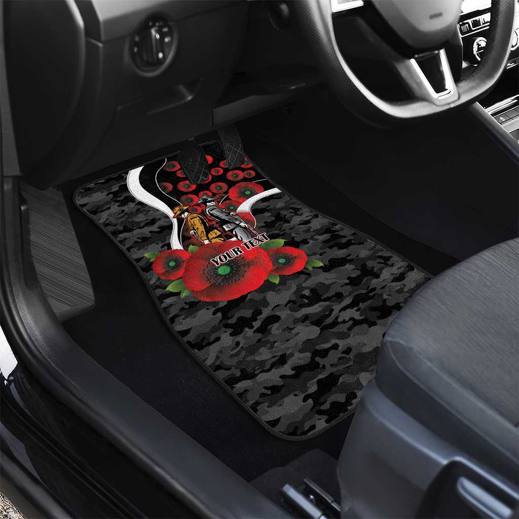 Collingwood Magpies ANZAC Personalised Car Mats Lest We Forget Poppy Camo