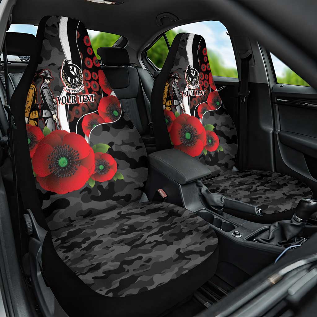 Collingwood Magpies ANZAC Personalised Car Seat Cover Lest We Forget Poppy Camo