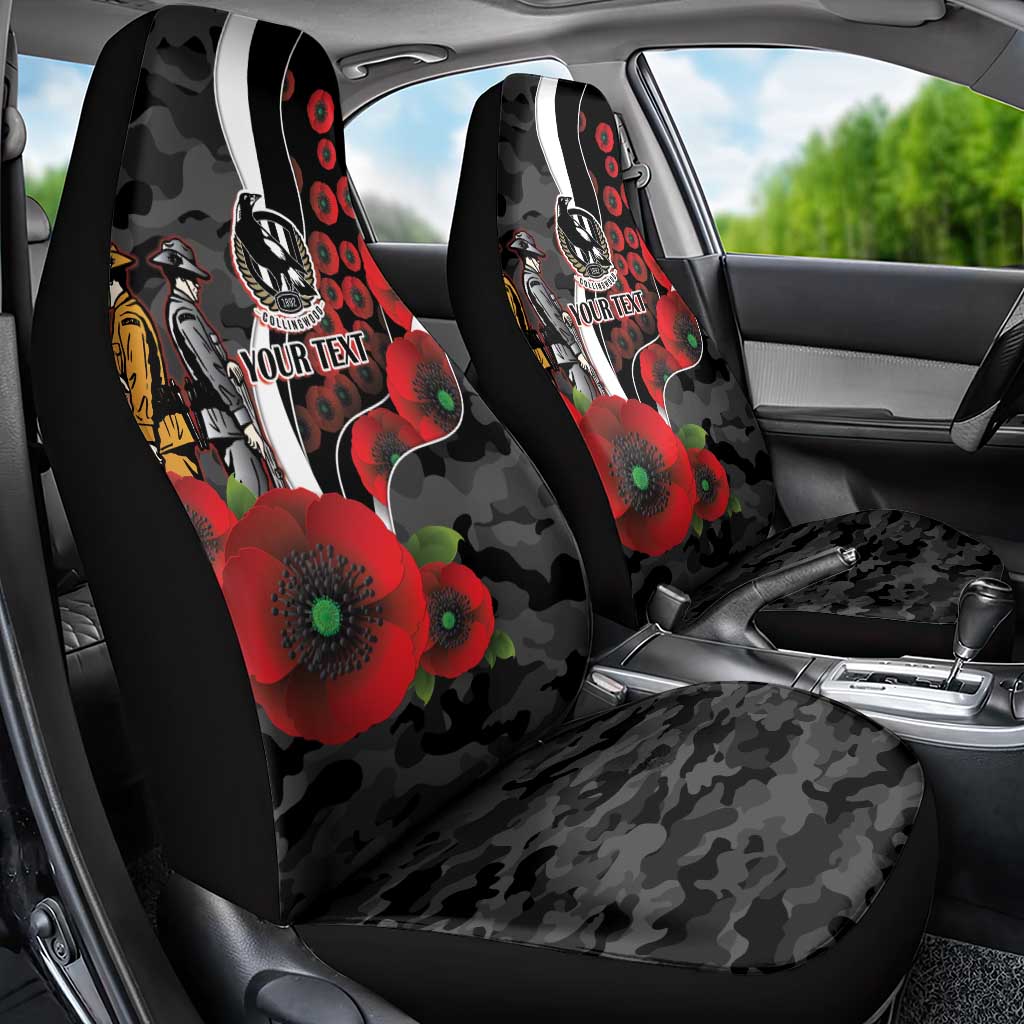 Collingwood Magpies ANZAC Personalised Car Seat Cover Lest We Forget Poppy Camo