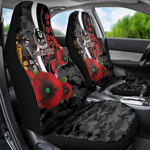 Collingwood Magpies ANZAC Personalised Car Seat Cover Lest We Forget Poppy Camo