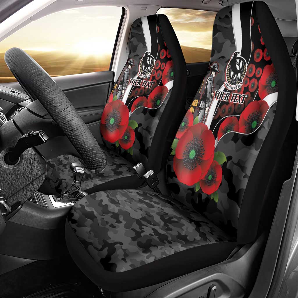 Collingwood Magpies ANZAC Personalised Car Seat Cover Lest We Forget Poppy Camo