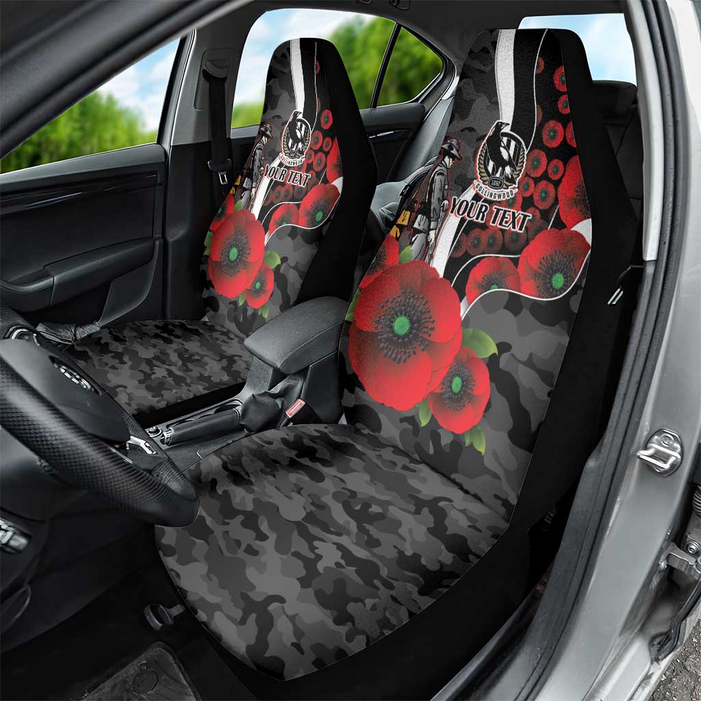 Collingwood Magpies ANZAC Personalised Car Seat Cover Lest We Forget Poppy Camo