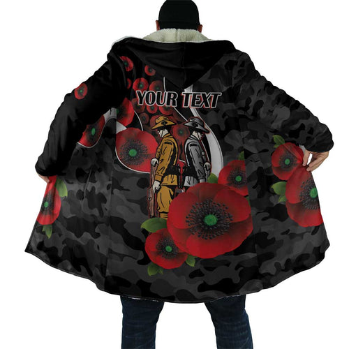 Collingwood Magpies ANZAC Personalised Cloak Lest We Forget Poppy Camo
