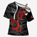Collingwood Magpies ANZAC Personalised Cross Shoulder Shirt Lest We Forget Poppy Camo