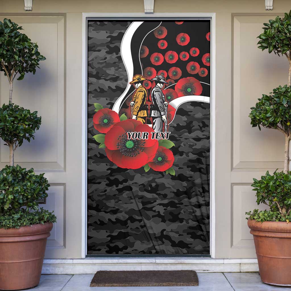 Collingwood Magpies ANZAC Personalised Door Cover Lest We Forget Poppy Camo