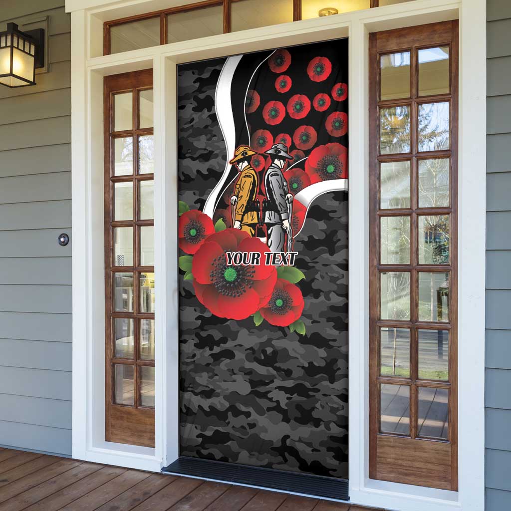 Collingwood Magpies ANZAC Personalised Door Cover Lest We Forget Poppy Camo