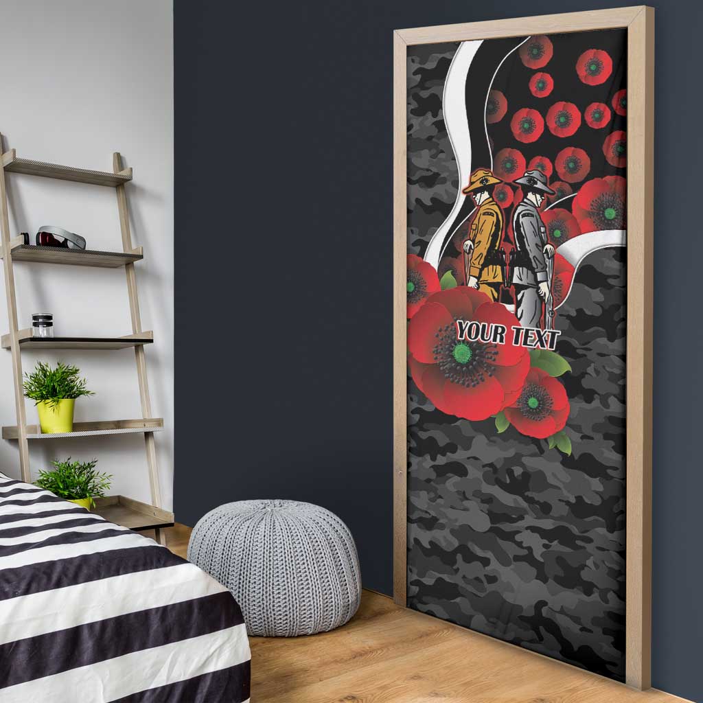 Collingwood Magpies ANZAC Personalised Door Cover Lest We Forget Poppy Camo