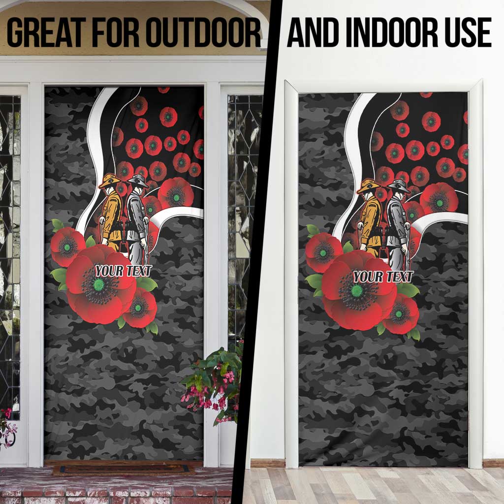 Collingwood Magpies ANZAC Personalised Door Cover Lest We Forget Poppy Camo