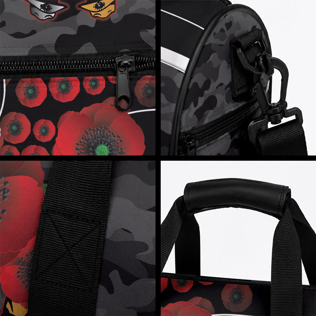 Collingwood Magpies ANZAC Personalised Duffle Bag Lest We Forget Poppy Camo
