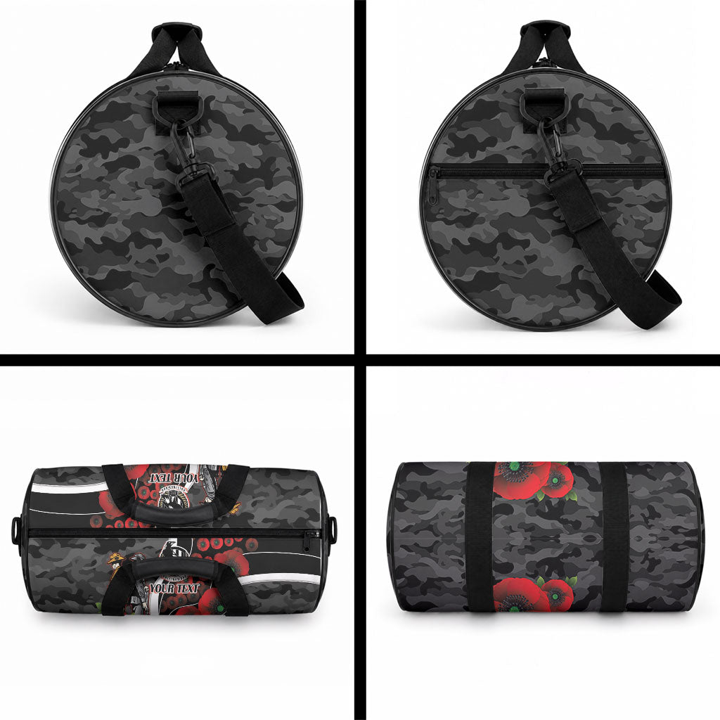 Collingwood Magpies ANZAC Personalised Duffle Bag Lest We Forget Poppy Camo