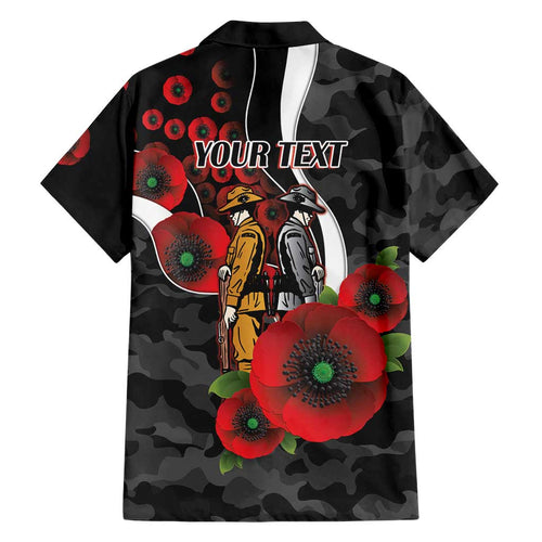 Collingwood Magpies ANZAC Personalised Family Matching Mermaid Dress and Hawaiian Shirt Lest We Forget Poppy Camo