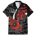 Collingwood Magpies ANZAC Personalised Family Matching Off Shoulder Maxi Dress and Hawaiian Shirt Lest We Forget Poppy Camo