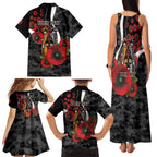 Collingwood Magpies ANZAC Personalised Family Matching Tank Maxi Dress and Hawaiian Shirt Lest We Forget Poppy Camo
