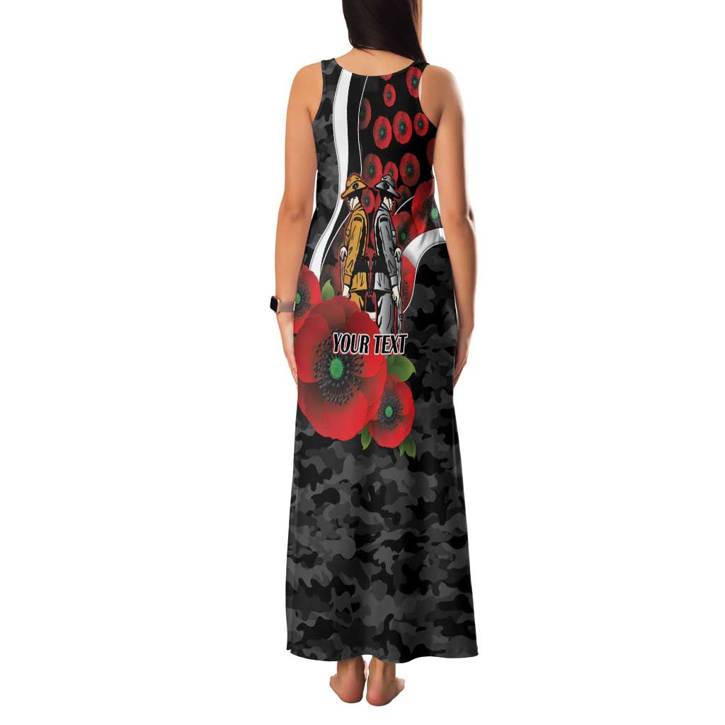 Collingwood Magpies ANZAC Personalised Family Matching Tank Maxi Dress and Hawaiian Shirt Lest We Forget Poppy Camo