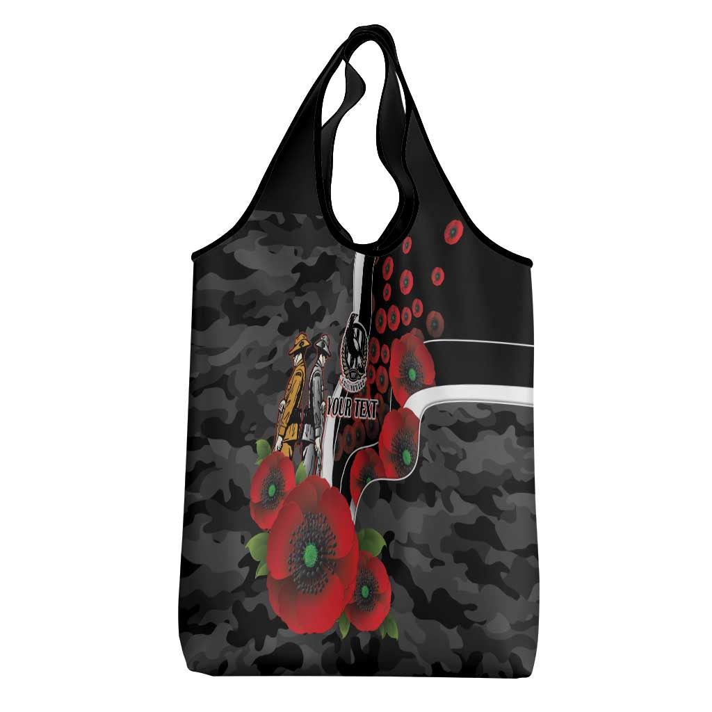 Collingwood Magpies ANZAC Personalised Grocery Bag Lest We Forget Poppy Camo