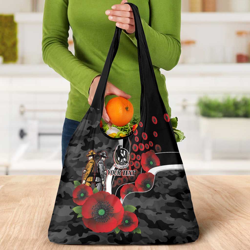 Collingwood Magpies ANZAC Personalised Grocery Bag Lest We Forget Poppy Camo