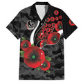 Collingwood Magpies ANZAC Personalised Hawaiian Shirt Lest We Forget Poppy Camo