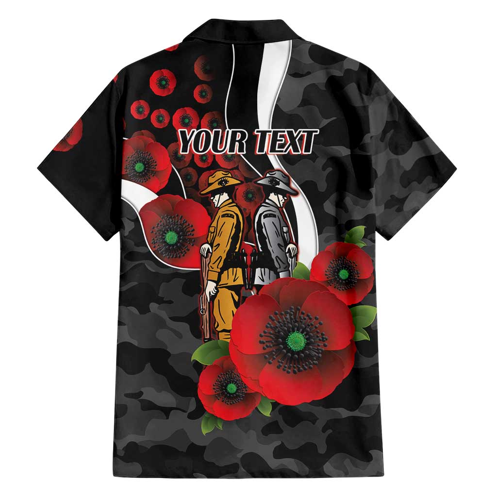 Collingwood Magpies ANZAC Personalised Hawaiian Shirt Lest We Forget Poppy Camo