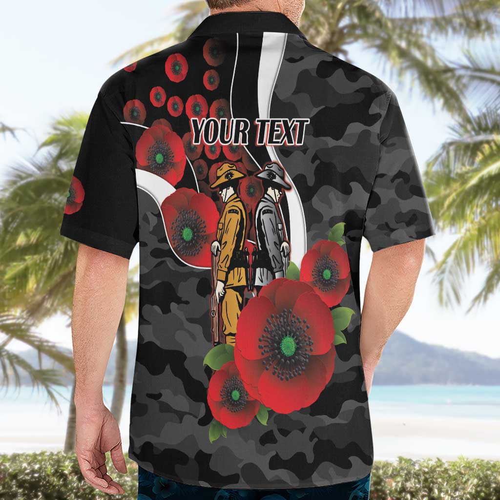 Collingwood Magpies ANZAC Personalised Hawaiian Shirt Lest We Forget Poppy Camo