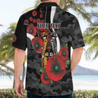 Collingwood Magpies ANZAC Personalised Hawaiian Shirt Lest We Forget Poppy Camo