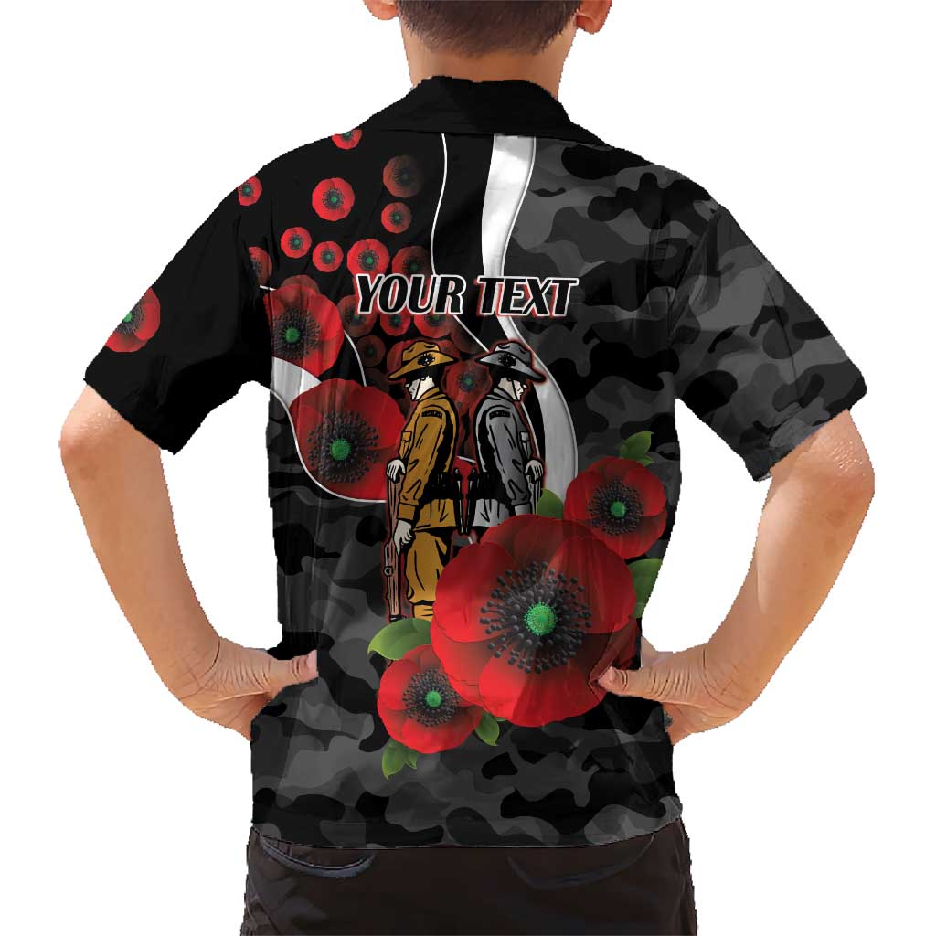 Collingwood Magpies ANZAC Personalised Hawaiian Shirt Lest We Forget Poppy Camo