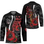 Collingwood Magpies ANZAC Personalised Hockey Jersey Lest We Forget Poppy Camo