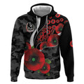 Collingwood Magpies ANZAC Personalised Hoodie Lest We Forget Poppy Camo