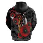 Collingwood Magpies ANZAC Personalised Hoodie Lest We Forget Poppy Camo