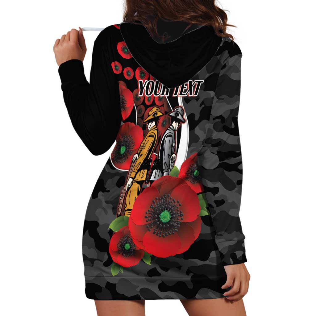 Collingwood Magpies ANZAC Personalised Hoodie Dress Lest We Forget Poppy Camo