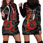 Collingwood Magpies ANZAC Personalised Hoodie Dress Lest We Forget Poppy Camo
