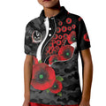 Collingwood Magpies ANZAC Personalised Kid Polo Shirt Lest We Forget Poppy Camo