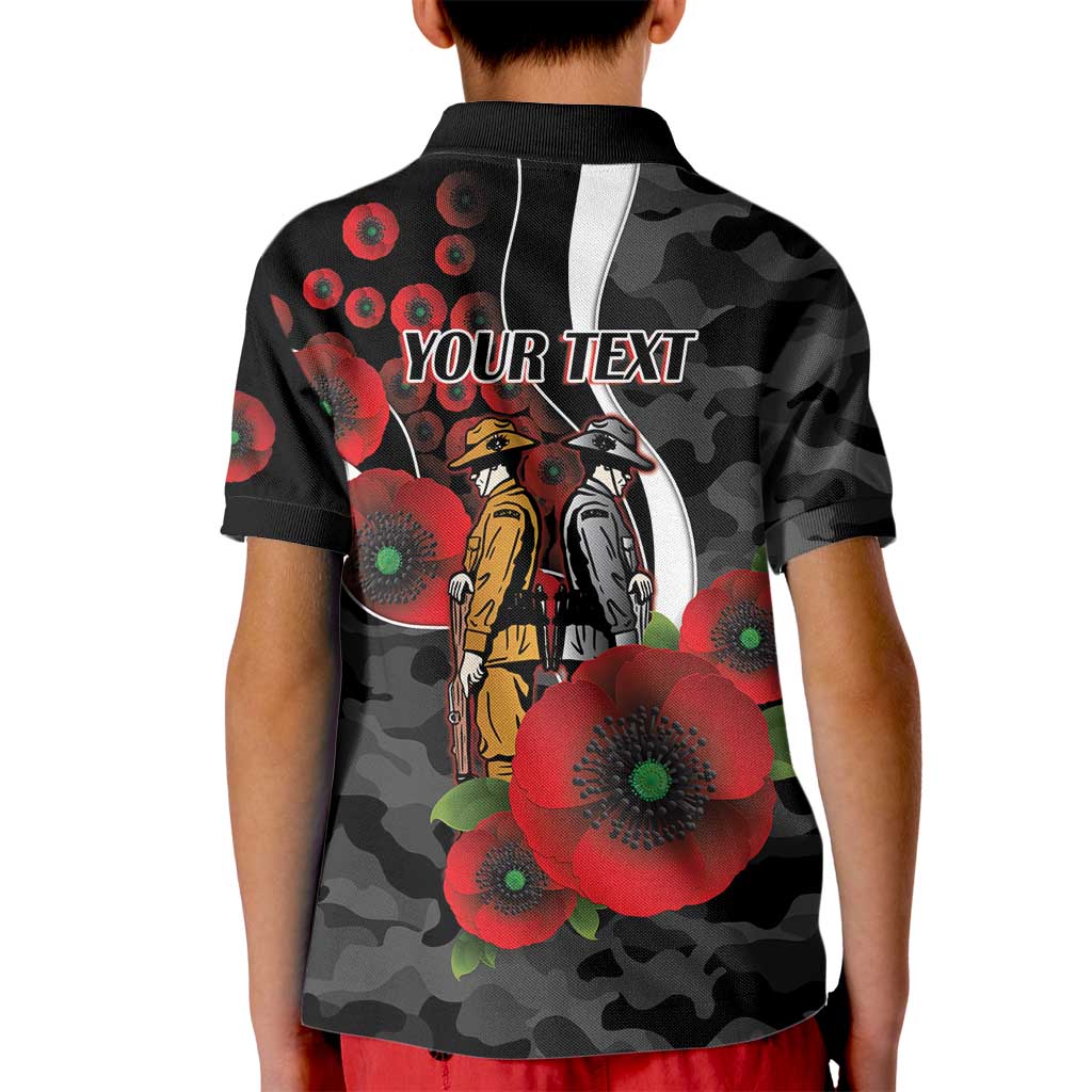 Collingwood Magpies ANZAC Personalised Kid Polo Shirt Lest We Forget Poppy Camo