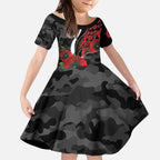 Collingwood Magpies ANZAC Personalised Kid Short Sleeve Dress Lest We Forget Poppy Camo