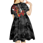 Collingwood Magpies ANZAC Personalised Kid Short Sleeve Dress Lest We Forget Poppy Camo