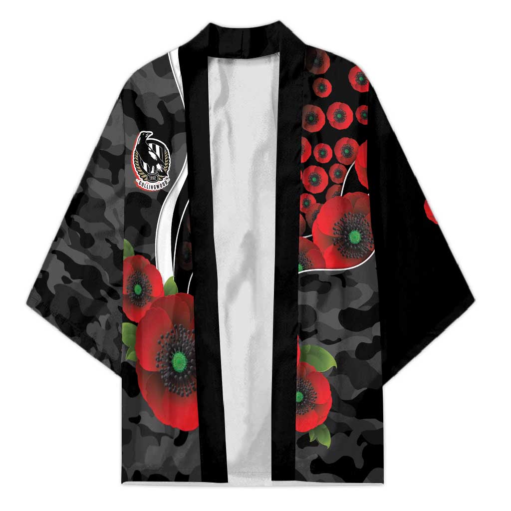 Collingwood Magpies ANZAC Personalised Kimono Lest We Forget Poppy Camo