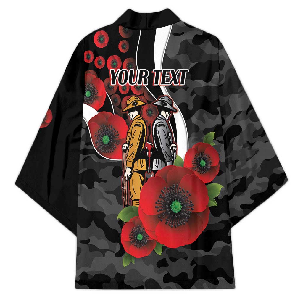 Collingwood Magpies ANZAC Personalised Kimono Lest We Forget Poppy Camo