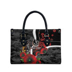 Collingwood Magpies ANZAC Personalised Leather Bag Lest We Forget Poppy Camo