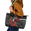 Collingwood Magpies ANZAC Personalised Leather Tote Bag Lest We Forget Poppy Camo