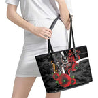 Collingwood Magpies ANZAC Personalised Leather Tote Bag Lest We Forget Poppy Camo