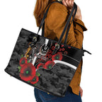 Collingwood Magpies ANZAC Personalised Leather Tote Bag Lest We Forget Poppy Camo