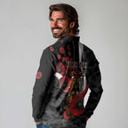 Collingwood Magpies ANZAC Personalised Long Sleeve Polo Shirt Lest We Forget Poppy Camo