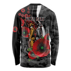 Collingwood Magpies ANZAC Personalised Long Sleeve Shirt Lest We Forget Poppy Camo