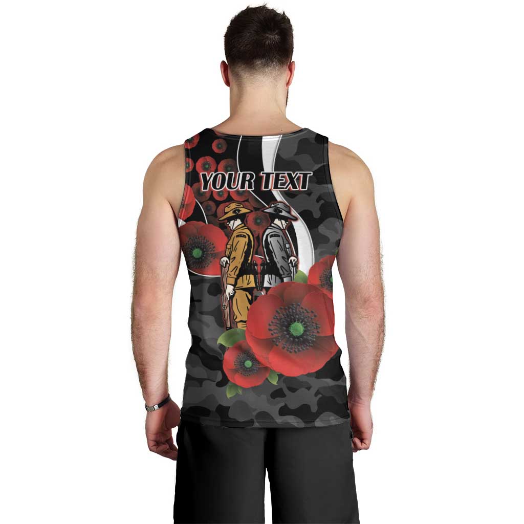 Collingwood Magpies ANZAC Personalised Men Tank Top Lest We Forget Poppy Camo
